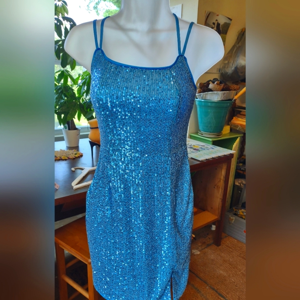 Allegra K Blue Sequin Dress